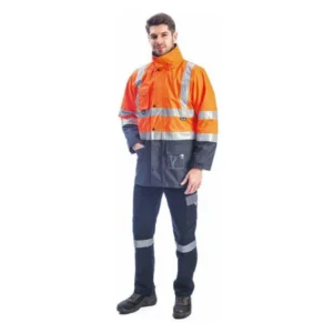Yüksek Görünürlüklü 5+1 Parka – Turuncu/Lacivert Uzun Model